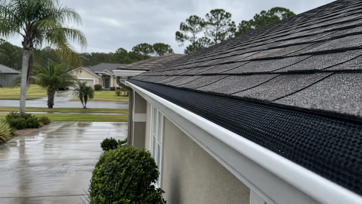 A useful response should explain what was cleared, what still needs watching, and whether downspouts moved water.