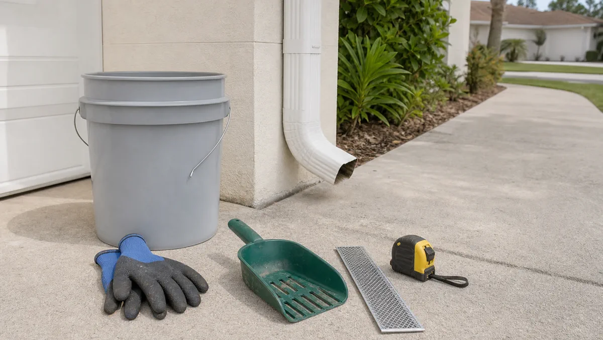 Palm Coast gutter overflow and debris example